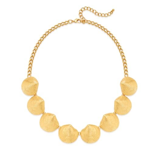YUJIE Gold Plated Seashell Choker Necklace for Women Exaggerated Statement Chunky Ocean Shell Collar Bib Choker Necklace for Summer Beach Vacation - Image 1