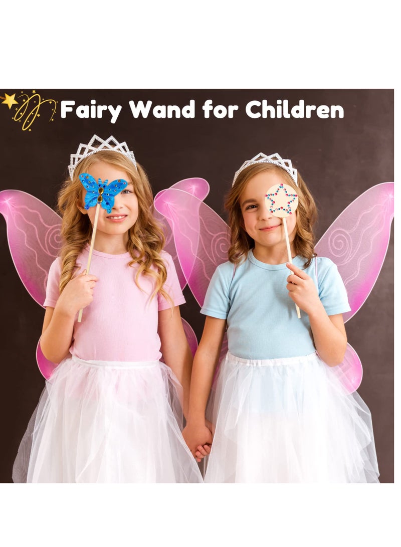 Excefore مجموعة عصي الجنيات للأميرات، عصي جنيات خشبية DIY، تشمل 18 قطعة 6 أنماط عصى أميرات خشبية غير مكتملة و4 ملصقات جواهر، عرض سحري فني للأميرات لوازم الحفلات - Image 5