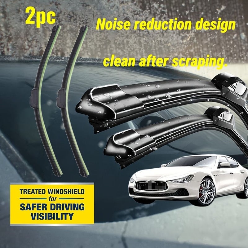 2pcs Natural Rubber Silicone Windshield Wiper Blades 20 Inch U Hook All Season - Image 1