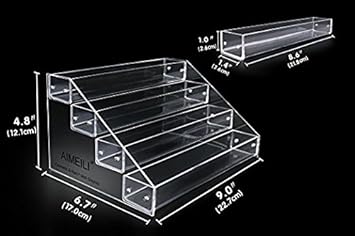 AIMEILI منظم مستحضرات التجميل الشفاف الأكريليكي AIMEILI مع 4 صواني لحامل عرض طلاء الأظافر الجل - Image 2