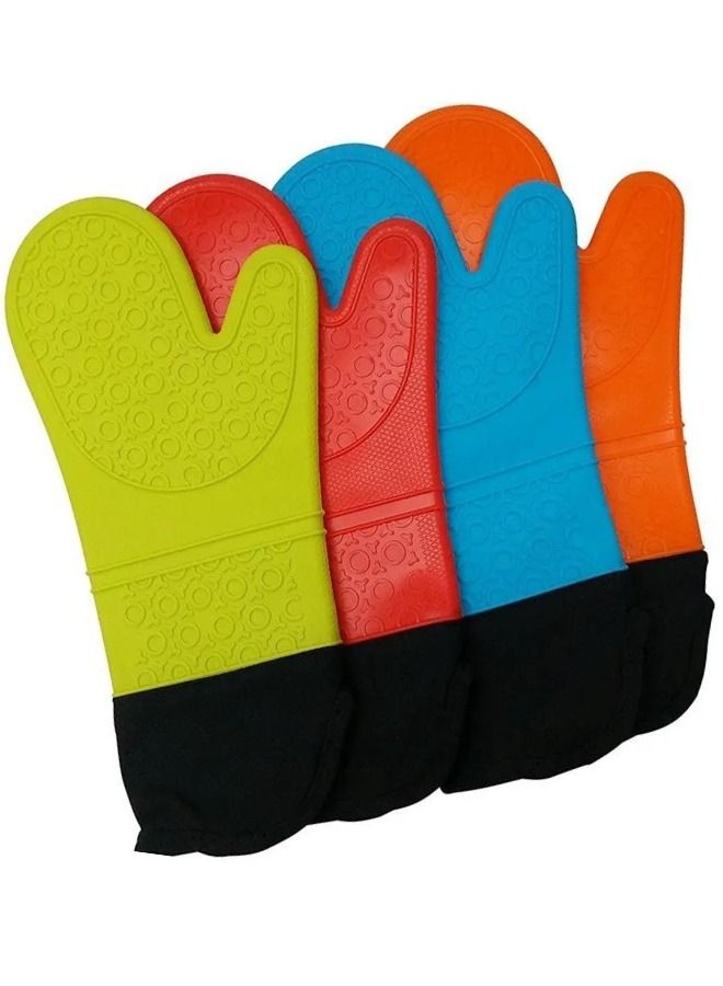 1pc Long Silicone Glove Heat Resistant Oven Glove Multicolor  - Image 1
