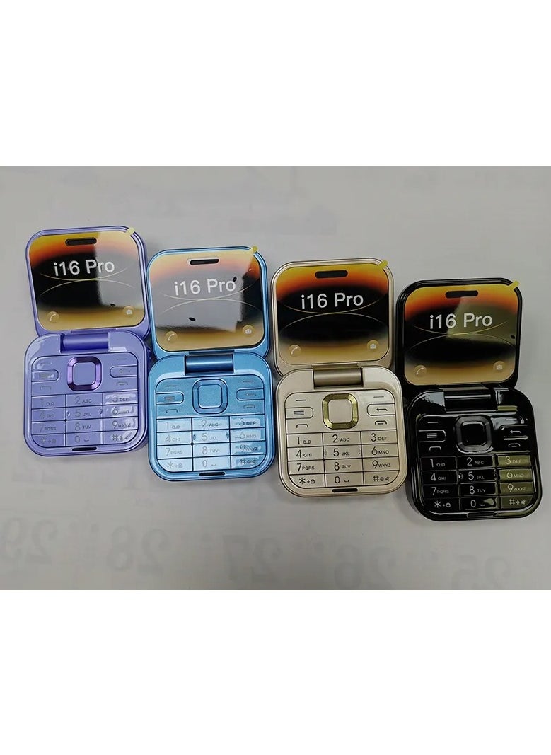 Generic - 2024 New Design i16 pro 1.77inch Dual Sim Dual Standby Cheap Price Mini Size Folding feature phone blue - Image 1