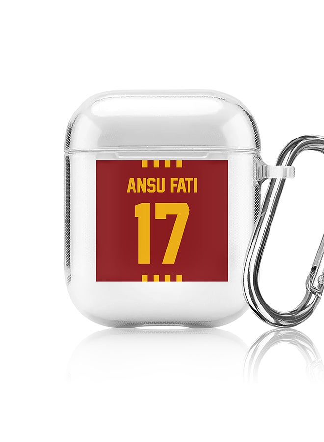 Stylizedd Classic Clear printed Case for Apple Airpods 2 / 1 Soft TPU Gel Thin Transparent Flexible Cover - Football Team - Spain , Player Name - Ansu Fati - Image 1