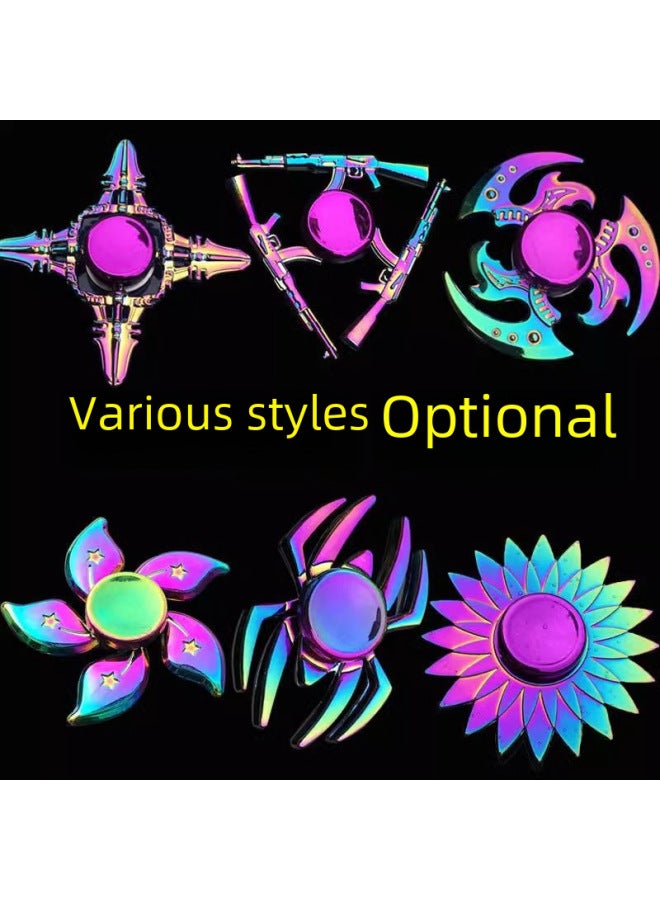Finger Gyro Metal Fingertip Gyro Boy Student Alloy Cool Decompression Children's Toy Gift Luminous Colorful-Color:Colorful Series-Lotus 104  - Image 2