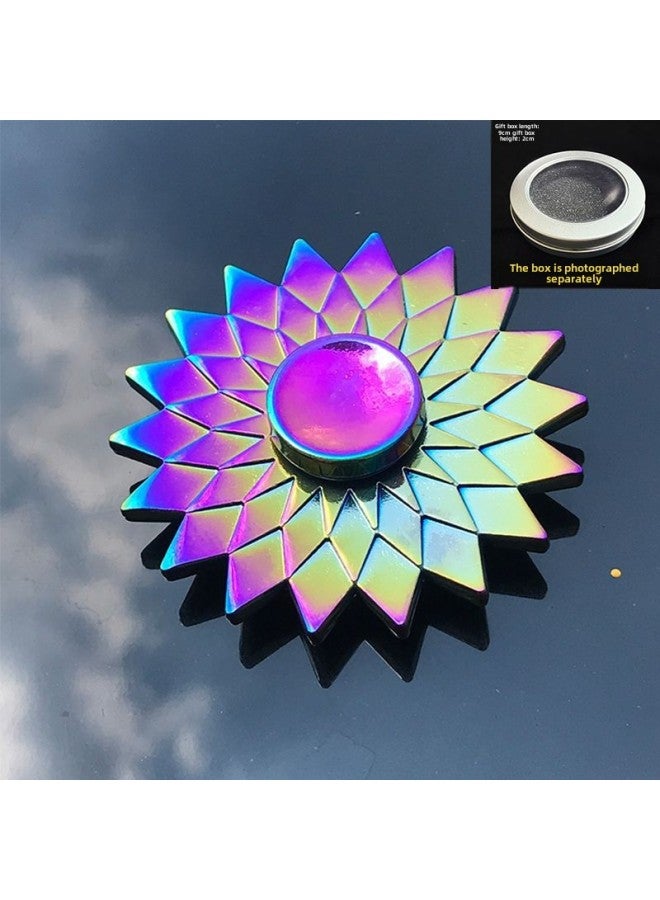 Finger Gyro Metal Fingertip Gyro Boy Student Alloy Cool Decompression Children's Toy Gift Luminous Colorful-Color:Colorful Series-Lotus 104  - Image 1