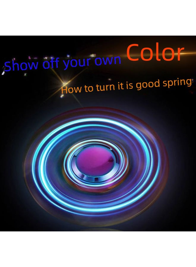 Finger Gyro Metal Fingertip Gyro Boy Student Alloy Cool Decompression Children's Toy Gift Luminous Colorful-Color:Colorful Series-Lotus 104  - Image 3