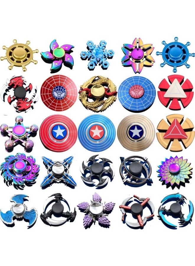 Finger Gyro Metal Fingertip Gyro Boy Student Alloy Cool Decompression Children's Toy Gift Luminous Colorful-Color:Colorful Series-Lotus 104  - Image 4