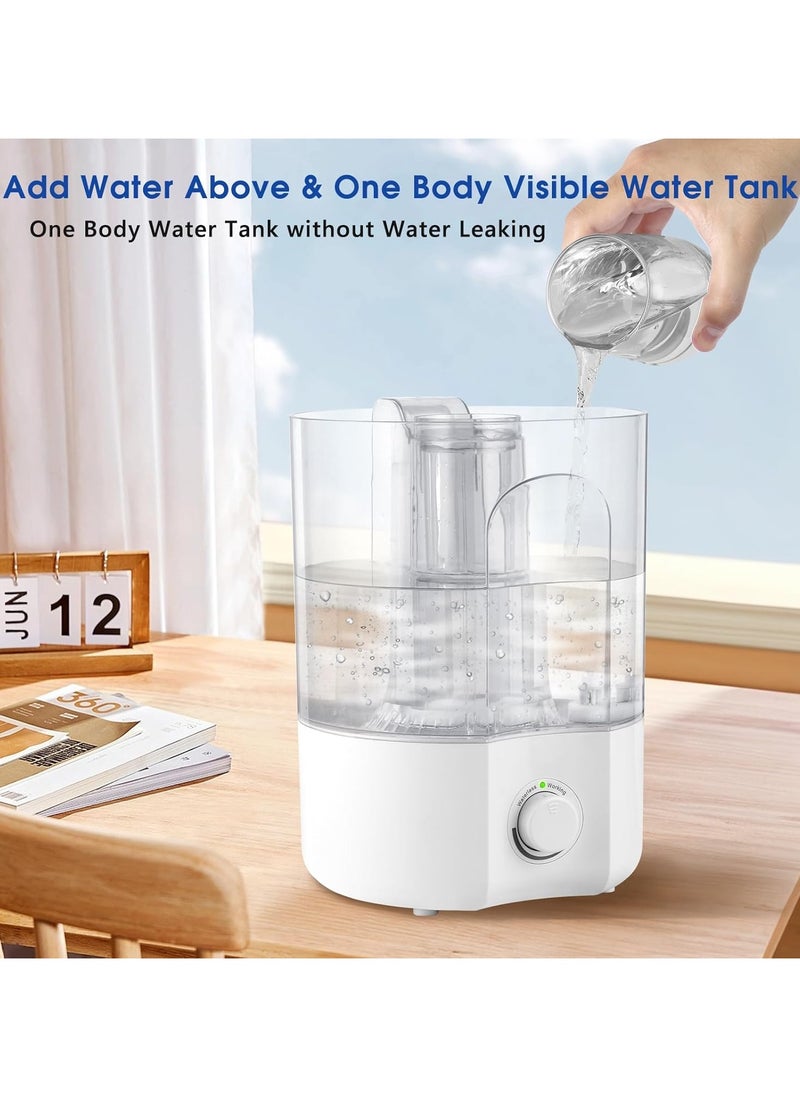 Air Humidifier for Whole House Room, 4L Ultrasonic Cool Mist Humidifier for Large Room, Adjustable 360° Knob, Auto Shut-Off, Aroma Diffuser, Essential Oil Function, Lower Noise, Humidify for Any Room.