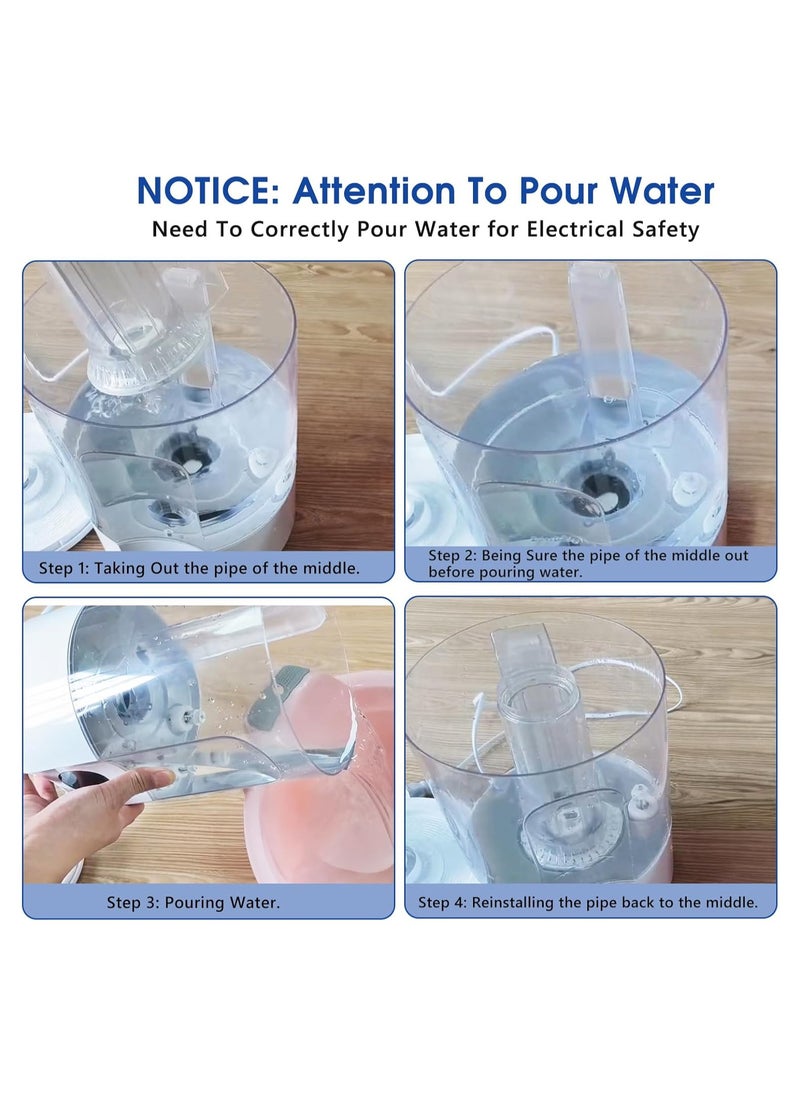Air Humidifier for Whole House Room, 4L Ultrasonic Cool Mist Humidifier for Large Room, Adjustable 360° Knob, Auto Shut-Off, Aroma Diffuser, Essential Oil Function, Lower Noise, Humidify for Any Room.