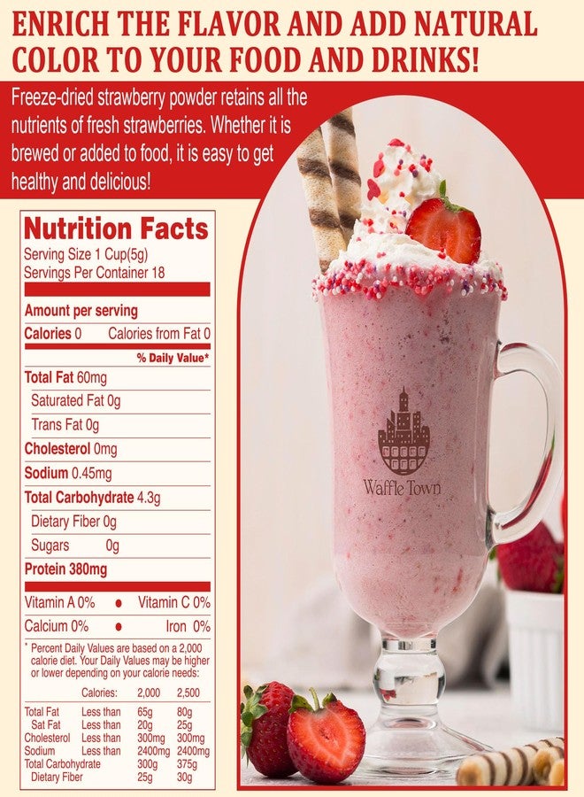 ERCorArt Strawberry Powder - 100% Pure Freeze Dried Strawberries Fruit Powder, Vegan & No Additive Strawberry Flavoring Natural Food Coloring for Baking, Drinks, Cakes, Icing and Smoothies - 3oz - Image 3