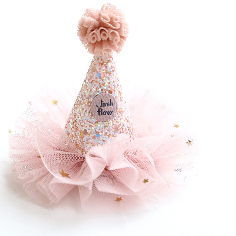 Generic Korean Style Cute Baby Crown Small Hat Hair Band Baby Newborn Simple Centenarian Banquet Headwear Korean powder hairpin