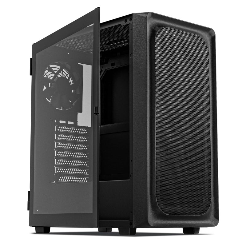 DARKROCK EC2 Black ATX Mid Tower PC Case, Type-C Ready, Supports 50 Series Graphics Cards, Tempered Glass Side Panel, up to 8 x 120mm Cooling Fans & 1 x 360mm Radiator, 1 x Pre-Installed Fan - Image 1