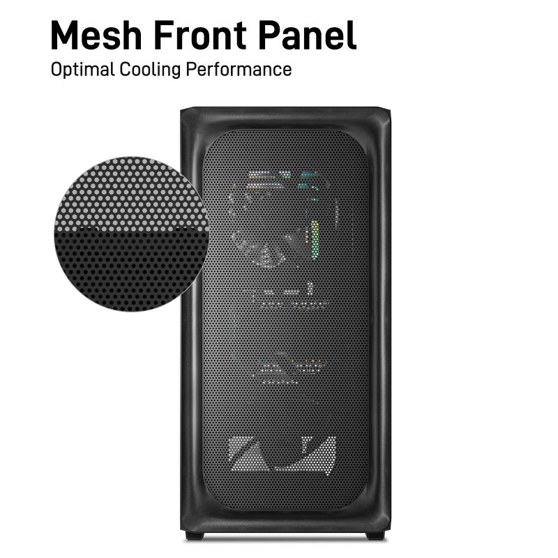 DARKROCK EC2 Black ATX Mid Tower PC Case, Type-C Ready, Supports 50 Series Graphics Cards, Tempered Glass Side Panel, up to 8 x 120mm Cooling Fans & 1 x 360mm Radiator, 1 x Pre-Installed Fan - Image 2