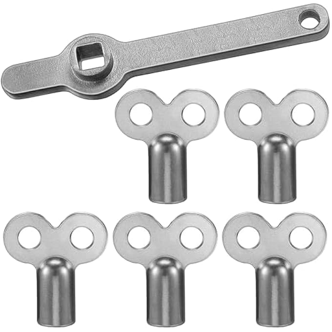 SET OF 6 BLEED KEYS FOR RADIATORS - INCLUDES 5 ZINC ALLOY BLEED KEYS AND 1 STAINLESS STEEL RADIATOR BLEED HANDLE - HEATING BLEED KEY FOR CENTRAL HEATING - Image 2