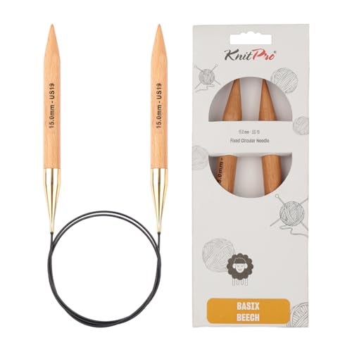 KnitPro إبر دائرية ثابتة من كنيت برو باسيكس من خشب الزان 40" (100 سم) | الحجم الأمريكي 19 (15 مم) - Image 1