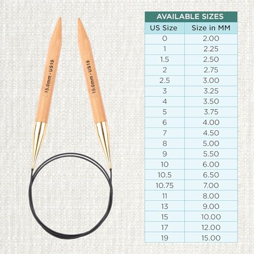 KnitPro إبر دائرية ثابتة من كنيت برو باسيكس من خشب الزان 40" (100 سم) | الحجم الأمريكي 19 (15 مم) - Image 4