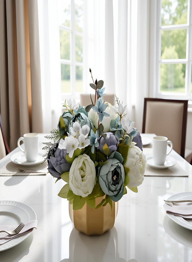 NAWEIDA Artificial Flowers in Vase,Faux Hydrangea Rose Flower Arrangements for Home Office Decoration, Dining Table Centerpiece - Image 2