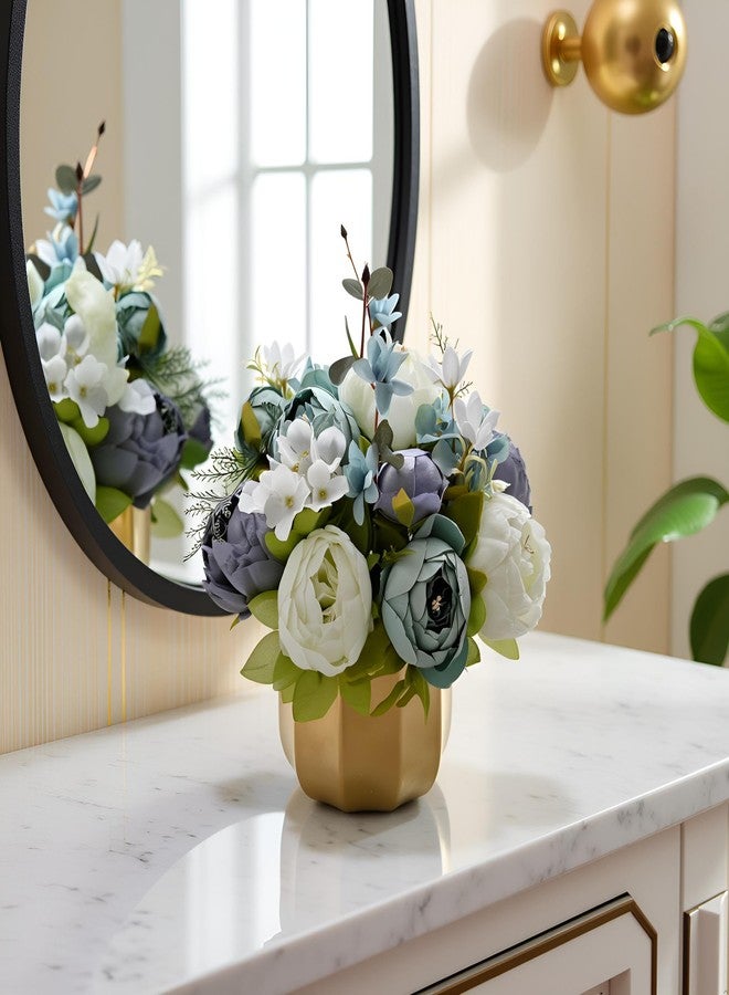 NAWEIDA Artificial Flowers in Vase,Faux Hydrangea Rose Flower Arrangements for Home Office Decoration, Dining Table Centerpiece - Image 4