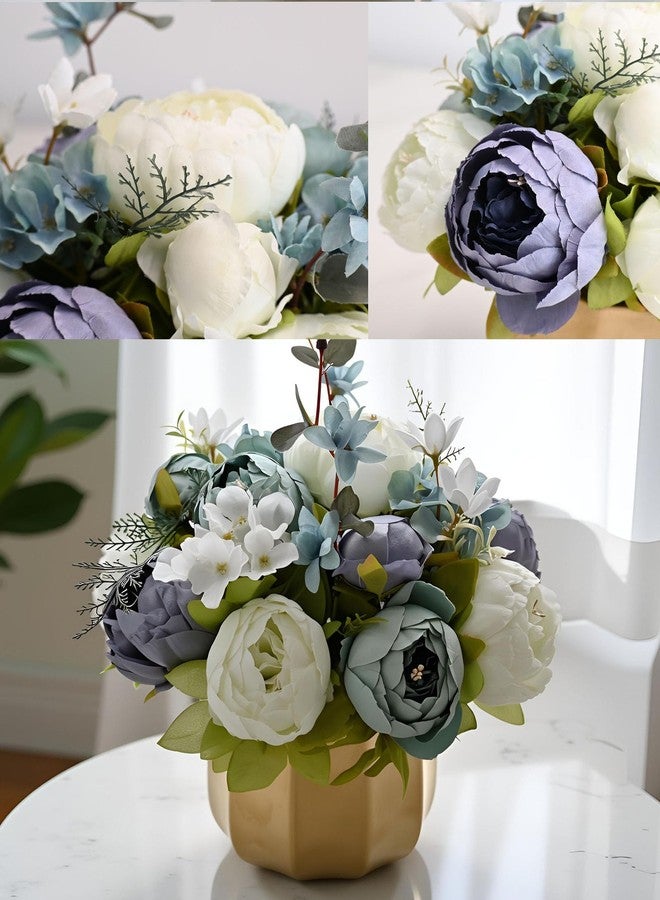 NAWEIDA Artificial Flowers in Vase,Faux Hydrangea Rose Flower Arrangements for Home Office Decoration, Dining Table Centerpiece - Image 3