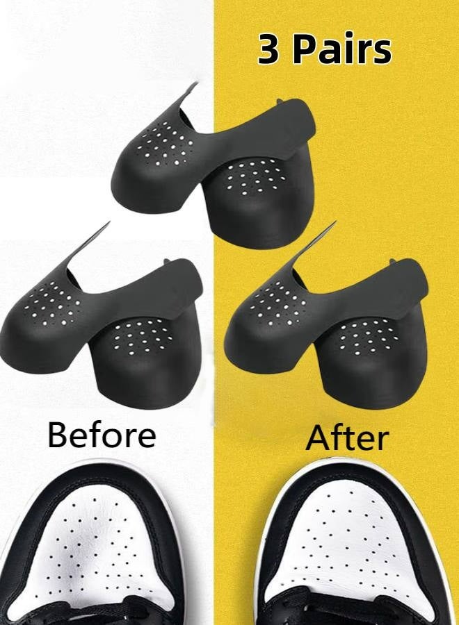3 Pairs Shoe Crease Protector, Shoes Anti Wrinkle Shields, Toe Box No Creases Reduce, Insert Stopper Gaurds Preventer Feilds Against for Running Casual Shoes Black - Image 1