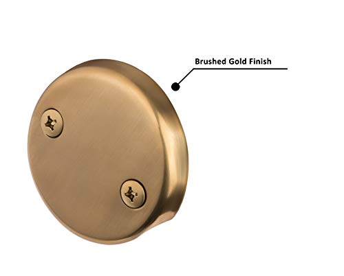 Artiwell Lift & Turn Tub Trim Set with Two-Hole Overflow Faceplate, All Brass Bathtub Conversion Kit Assembly with 2-Hole Overflow Face Plate and Universal Fine/Coarse Thread (Brushed Gold) - Image 4