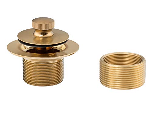 Artiwell Lift & Turn Tub Trim Set with Two-Hole Overflow Faceplate, All Brass Bathtub Conversion Kit Assembly with 2-Hole Overflow Face Plate and Universal Fine/Coarse Thread (Brushed Gold) - Image 3