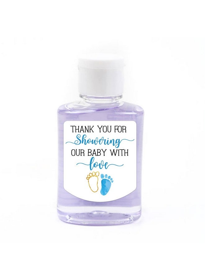 EKSPLODI Hand Sanitizer Labels Thank You for Showering Our Little One with Love Stickers, Baby Shower Favor Party Favors Boy., Blue,1.26inches x 1.39inches - Image 5