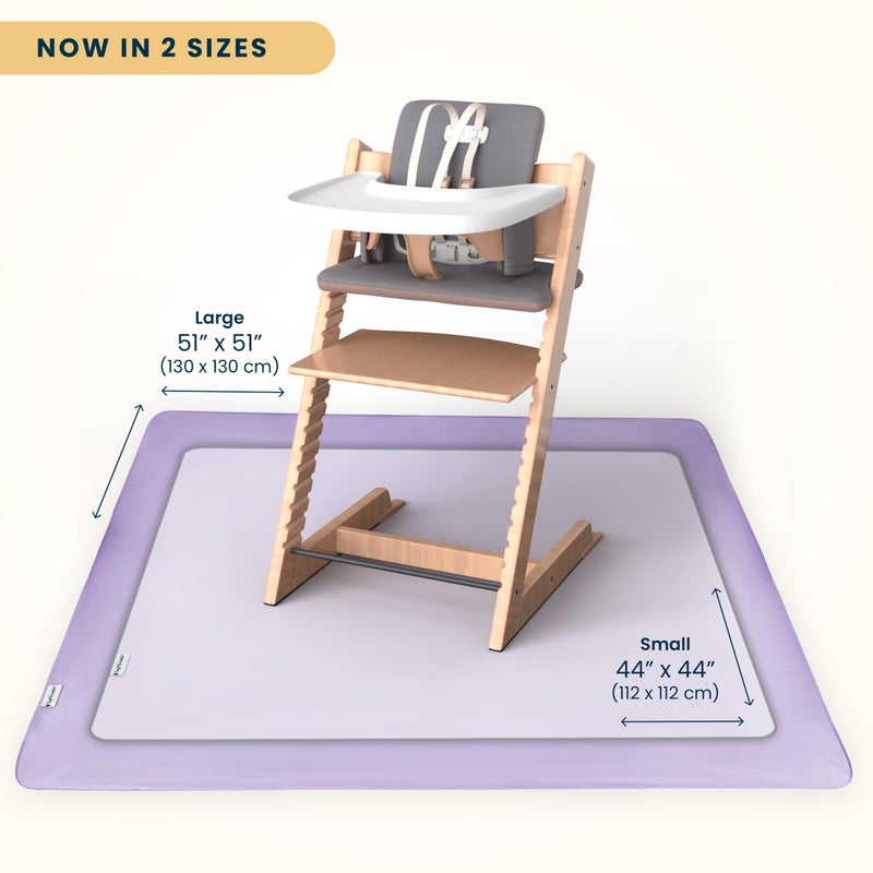 Tiny Twinkle Splat Mat for Under High Chair or Table | 51" x 51" Waterproof & Mess-Proof High Chair Mat for Baby, Machine Washable for Mealtime or Art(Wisteria) - Image 2