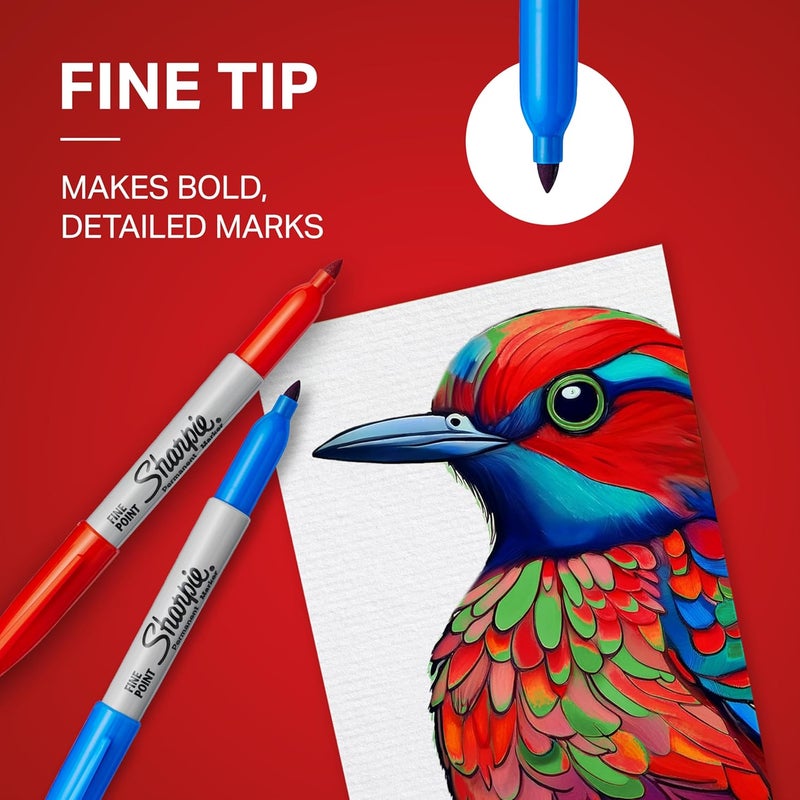 Sharpie Permanent Markers | Fine Point | Assorted Standard Colours | 4 Count - Image 5