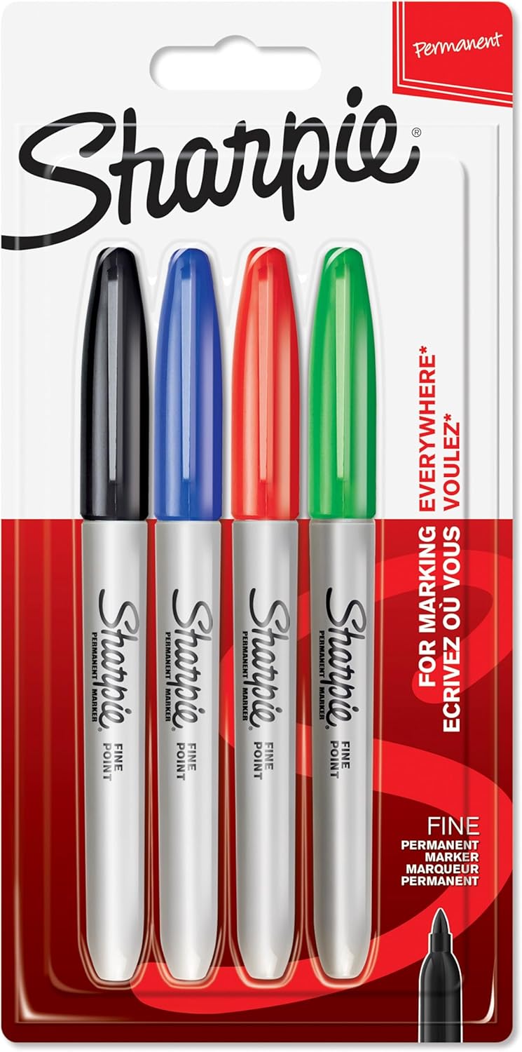 Sharpie Permanent Markers | Fine Point | Assorted Standard Colours | 4 Count - Image 1