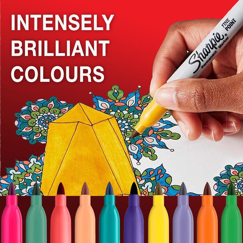 Sharpie Permanent Markers | Fine Point | Assorted Standard Colours | 4 Count - Image 3