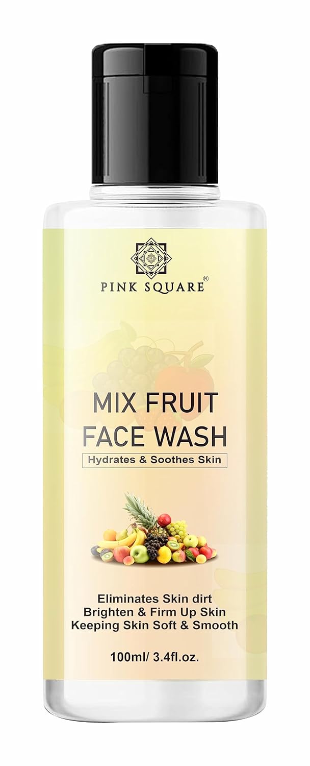 Pink Square Mix Fruit Deep Cleansing Face WashFash Cleanser For Visibly Glowing Skin For All Skin Types 100ml - Image 1