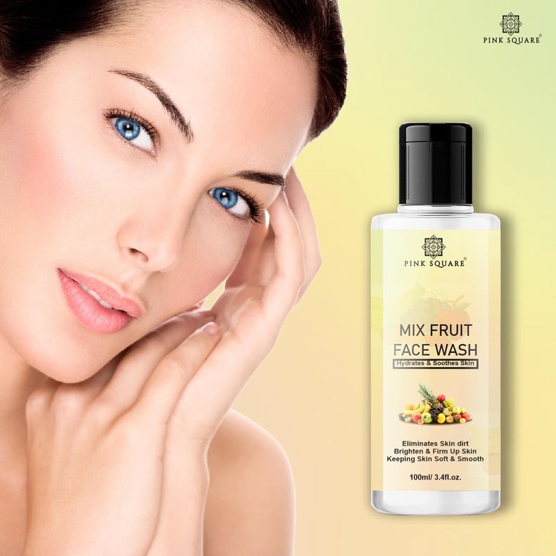 Pink Square Mix Fruit Deep Cleansing Face WashFash Cleanser For Visibly Glowing Skin For All Skin Types 100ml - Image 2