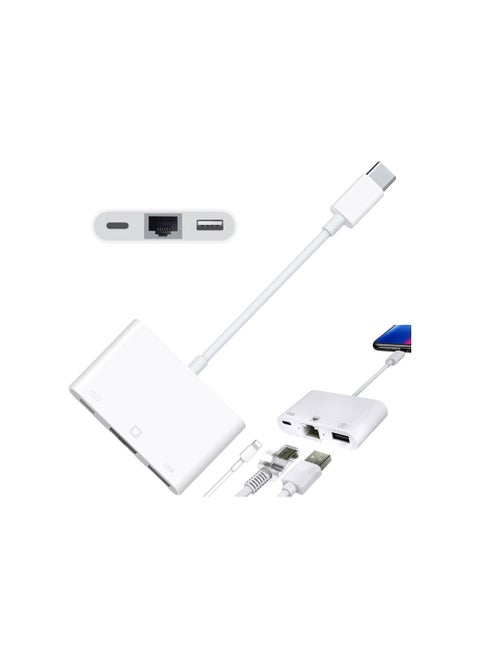 Lightning to Ethernet Adapter with Charging Port & USB 3.0 – 3-in-1 Fast RJ45 LAN Network Adapter for Smartphones and Tablets, 10/100 Mbps