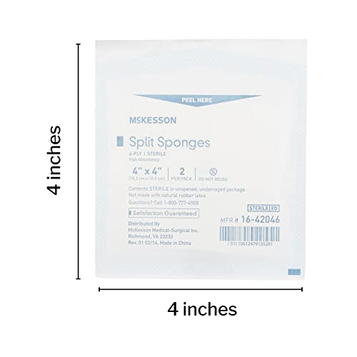 McKesson Split Sponges High Absorbency, 6-Ply Sterile, I.V. and Tracheostomy Dressings, Polyester/Rayon Blend, 4 in x 4 in, 2 Per Pack, 25 Packs, 50 Total - Image 5