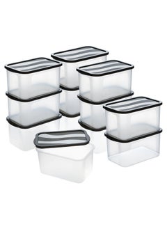 Kuber Industries Kuber Industries 12 Pcs Small Plastic Boxes for Storage With Lid - Pooja & Office Items, Baby Clothes & Diaper Organizing Transparent Boxes | Black  - Image 1