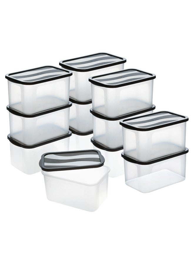 Kuber Industries 12 Pcs Small Plastic Boxes for Storage With Lid - Pooja & Office Items, Baby Clothes & Diaper Organizing Transparent Boxes | Black - Image 1
