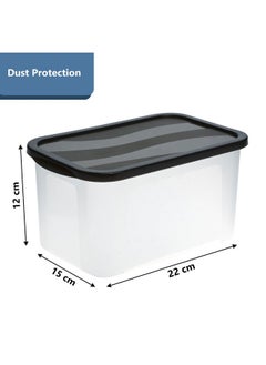 Kuber Industries Kuber Industries 12 Pcs Small Plastic Boxes for Storage With Lid - Pooja & Office Items, Baby Clothes & Diaper Organizing Transparent Boxes | Black  - Image 3