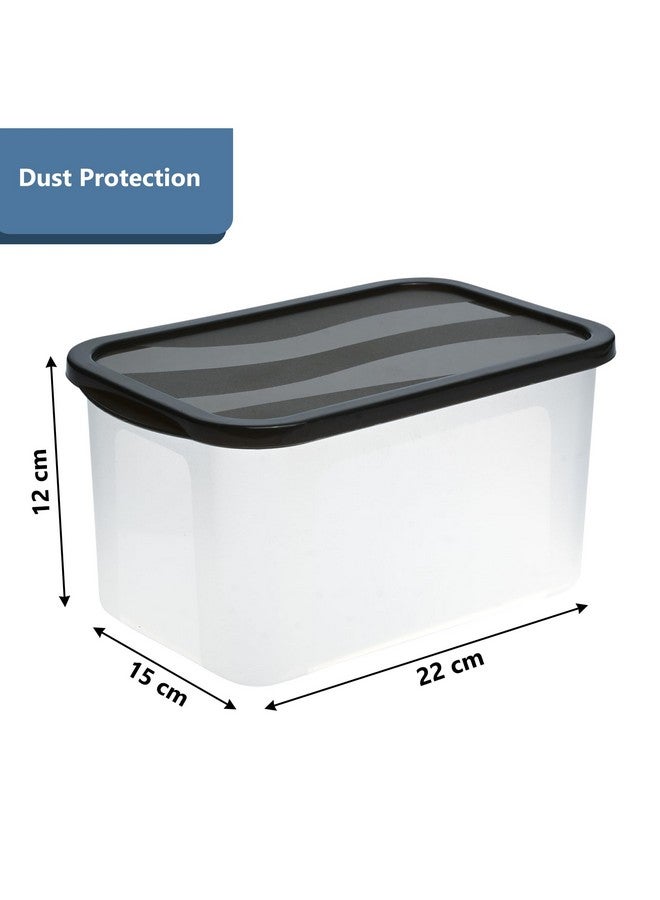 Kuber Industries 12 Pcs Small Plastic Boxes for Storage With Lid - Pooja & Office Items, Baby Clothes & Diaper Organizing Transparent Boxes | Black - Image 3