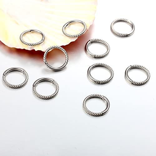 Earblity 10 PCS 16g*0g Silver Ear Gauges Ear Rings Stacks Ear Plugs Tunnels Hypoallergenic 316L Stainless Steel Nose Nipple Lip Body Piercing Jewelry - Image 2