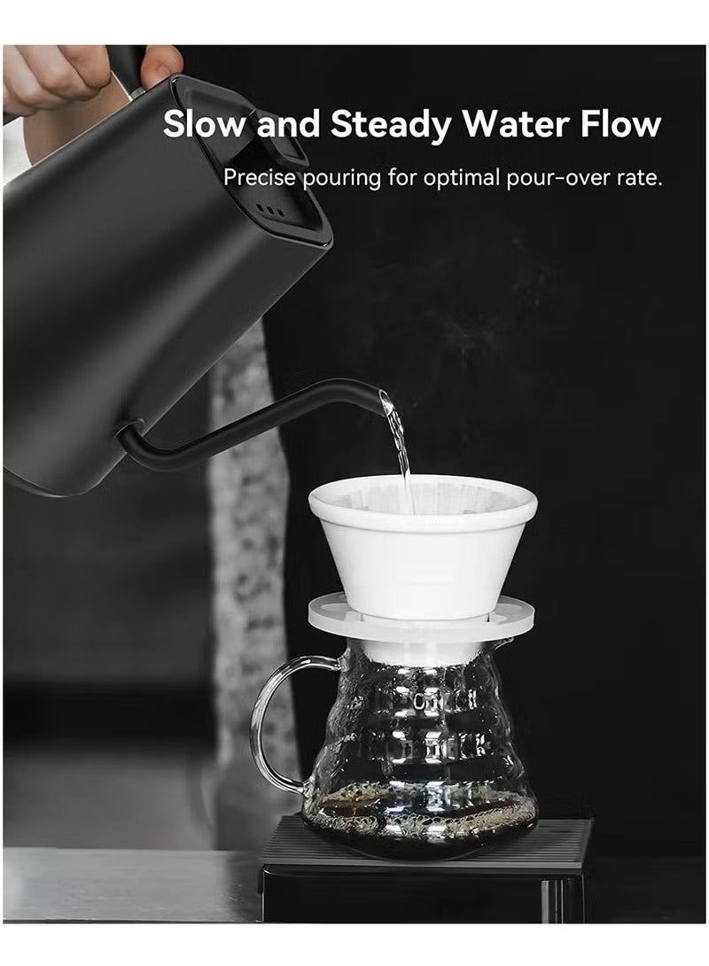 ET-LIFE 1000 mL Electric Gooseneck Kettle, Pour Over Kettle for Coffee and Tea, 1200W Rapid Heating,Temperature Control with Digital Display , 304 Stainless Steel, Keep Warm Function, Matte Black - Image 2