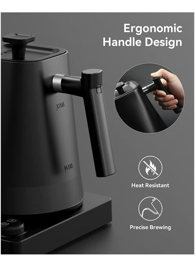 ET-LIFE 1000 mL Electric Gooseneck Kettle, Pour Over Kettle for Coffee and Tea, 1200W Rapid Heating,Temperature Control with Digital Display , 304 Stainless Steel, Keep Warm Function, Matte Black - Image 3