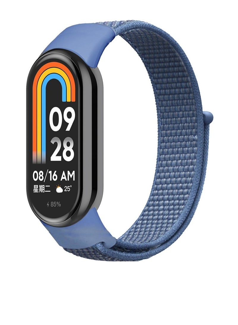 حزام نايلون متوافق مع شاومي مي باند 8 حزام ناعم قابل للتعديل للرجال والنساء أزرق - Image 1