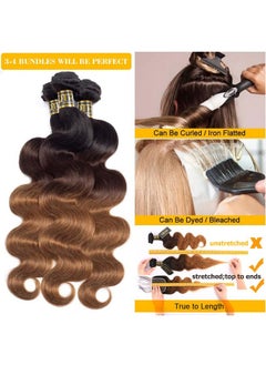 QTHAIR QTHAIR 1B/4/30 Ombre Closure (16in) 16A Grade Body Wave 4x4 Transparent Color Swiss Lace Closure Brazilian Unprocessed Virgin Human Hair Dark Roots 3 Tone 1B/4/30 Body Wave Closure  - Image 5