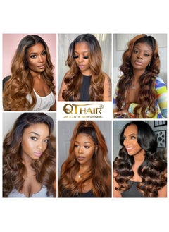 QTHAIR QTHAIR 1B/4/30 Ombre Closure (16in) 16A Grade Body Wave 4x4 Transparent Color Swiss Lace Closure Brazilian Unprocessed Virgin Human Hair Dark Roots 3 Tone 1B/4/30 Body Wave Closure  - Image 2