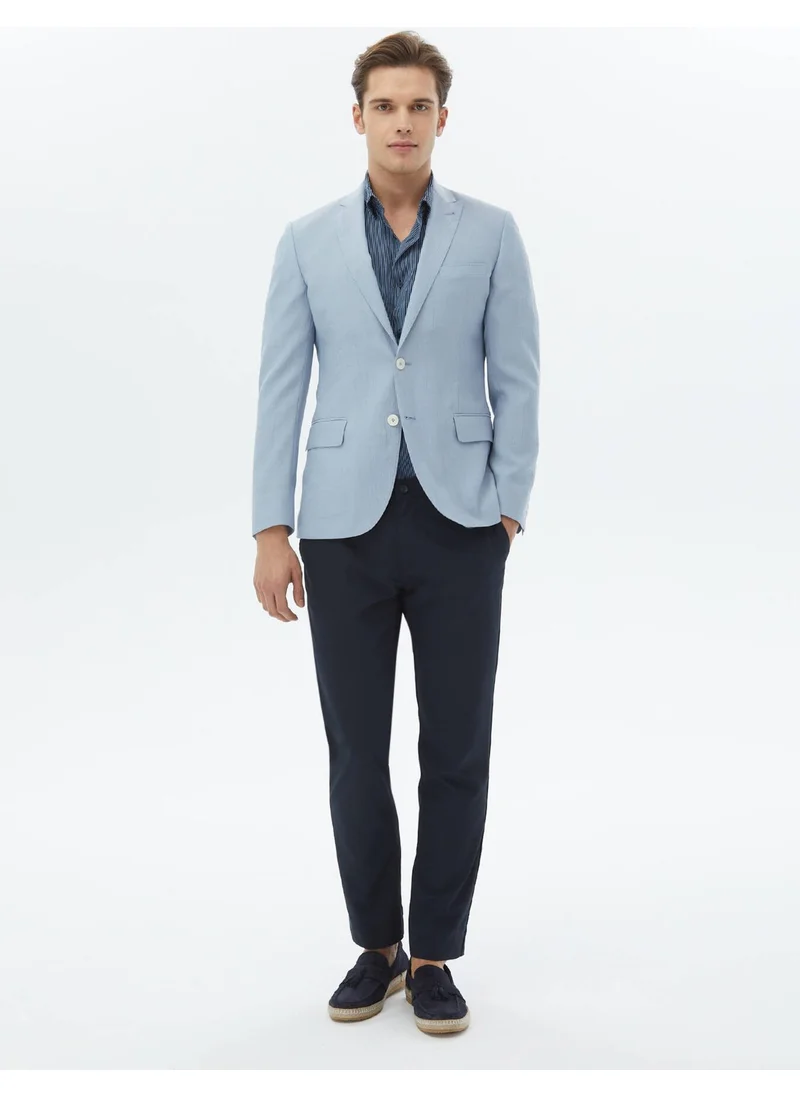 Kip Light Blue Plain Slim Fit Jacket