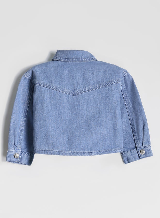 ال سي وايكيكي زهرة المطرزة فتاة جان جاكيت - Image 2