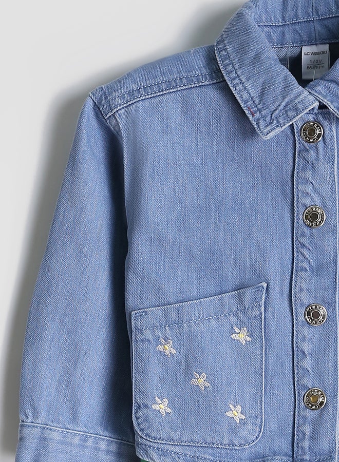 ال سي وايكيكي زهرة المطرزة فتاة جان جاكيت - Image 3