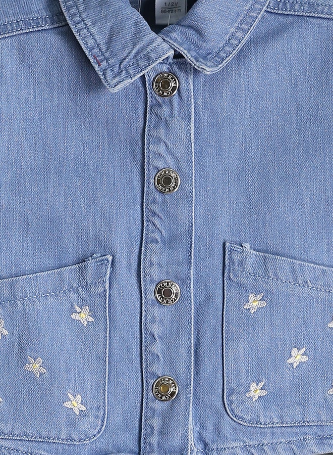 ال سي وايكيكي زهرة المطرزة فتاة جان جاكيت - Image 4