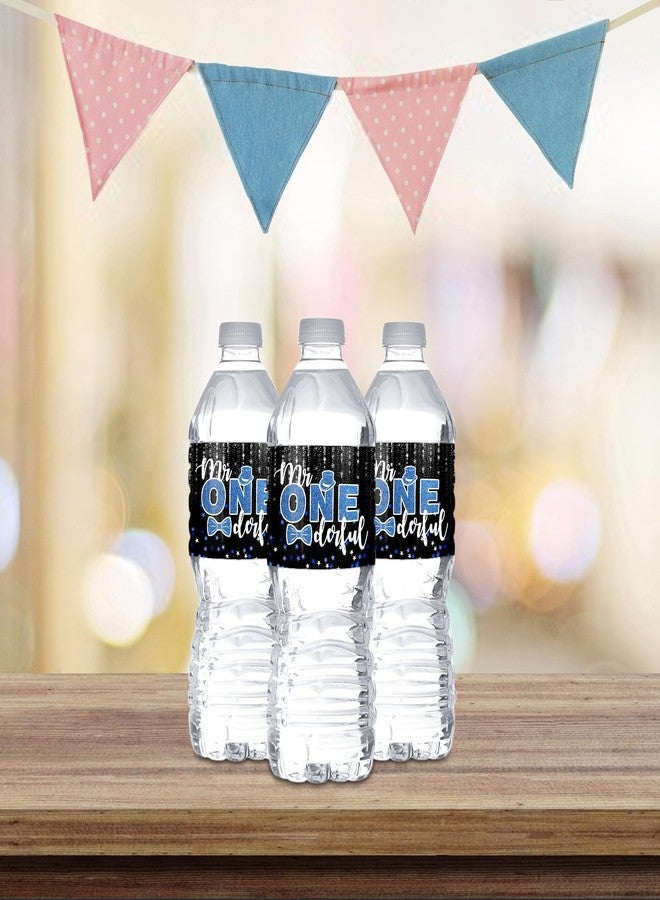 MonMon & Craft Boy 1st Birthday Water Bottle Stickers - Gender Reveal Bottle Wrappers - It's a Boy Mr Onederful Bottle Labels Supplies/Baby Shower Party Water Labels Decor Waterproof (Set of 32) - Image 4